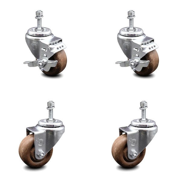 Service Caster 3.5 Inch High Temp Glass Filled Nylon 10mm Threaded Stem Caster Brakes SCC, 2PK SCC-TS20S3514-GFNSHT-M1015-2-TLB-2 - main